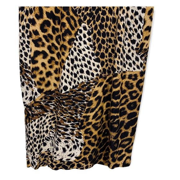 Vintage 80s Scarlett Animal Print Short Sleeve Button Up Dress Medium - Picture 8 of 15